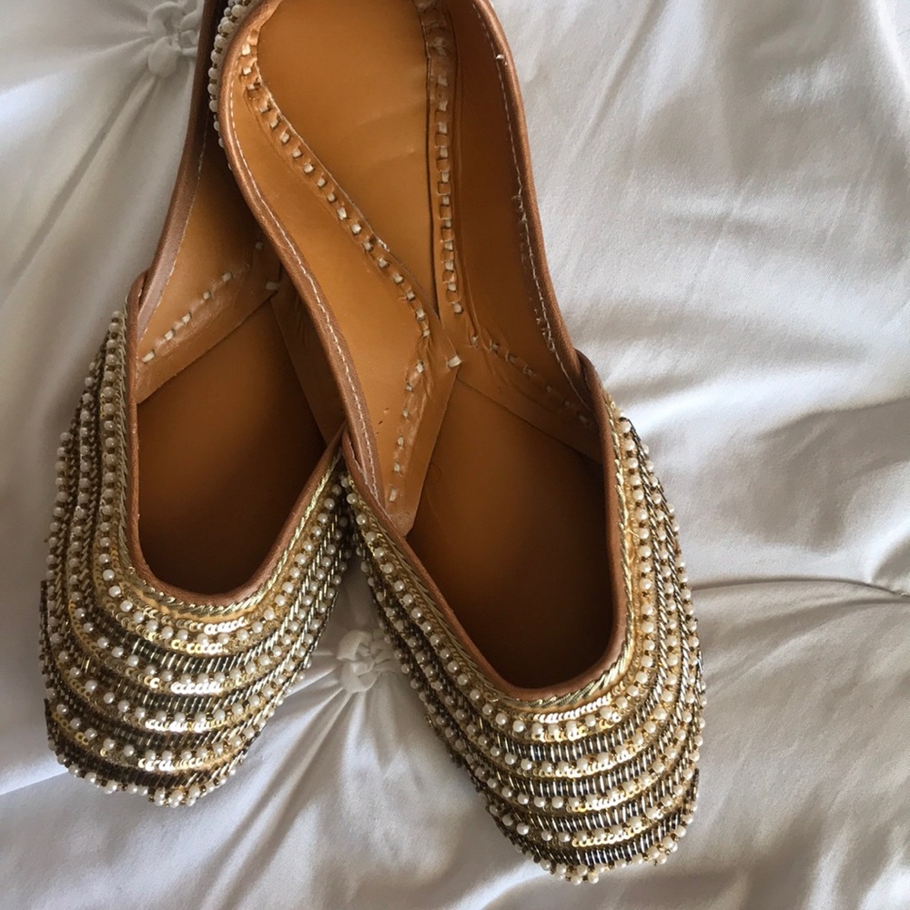 Gold and white Shoes